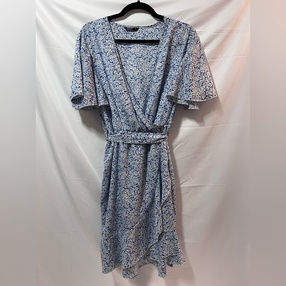 Floral Blue Wrap Dress